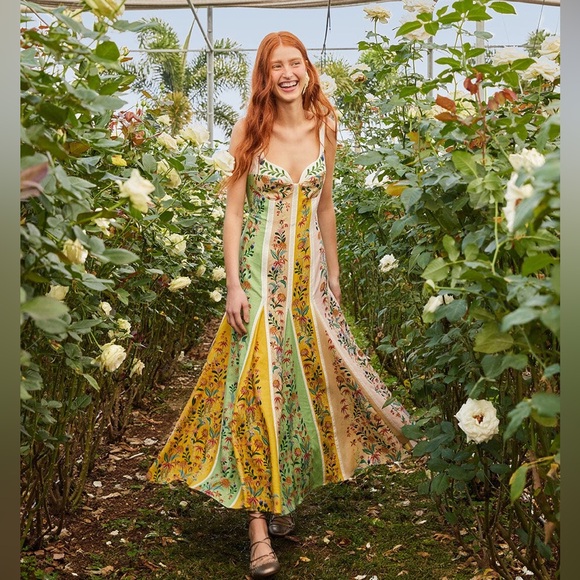 Farm Rio Delicate Floral Stripes Maxi Dress M - Picture 5 of 16